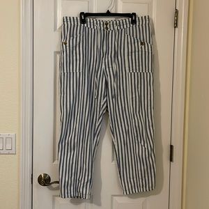 American Eagle Outfitters Hi-Rise Taper Blue and White Striped Pants size 14